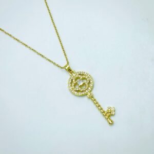 Clover Key Stainless Necklace White Zircon