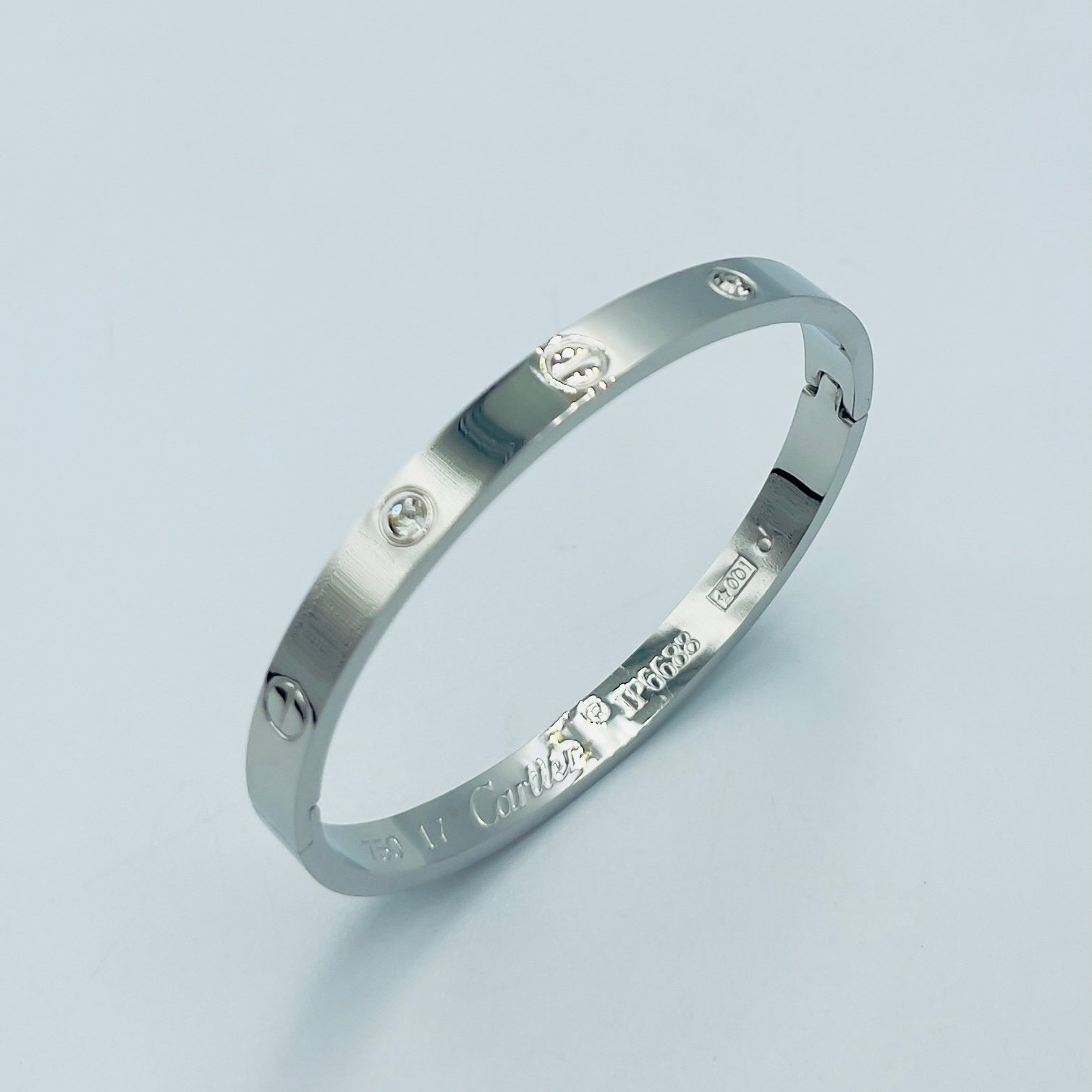 Elegant Silver Stainless Steel Bracelet with Crystal Accents – Timeless Luxury - Image 2