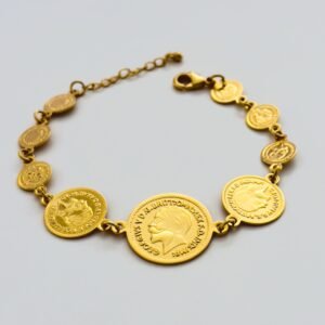 Gold-Plated Stainless Steel Coin Bracelet – Elegant & Timeless Jewelry