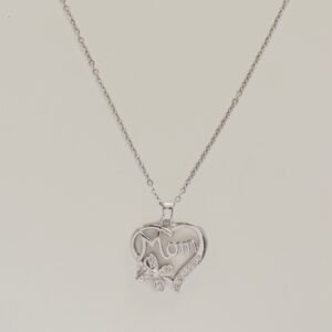 Mom in Heart Stainless Necklace