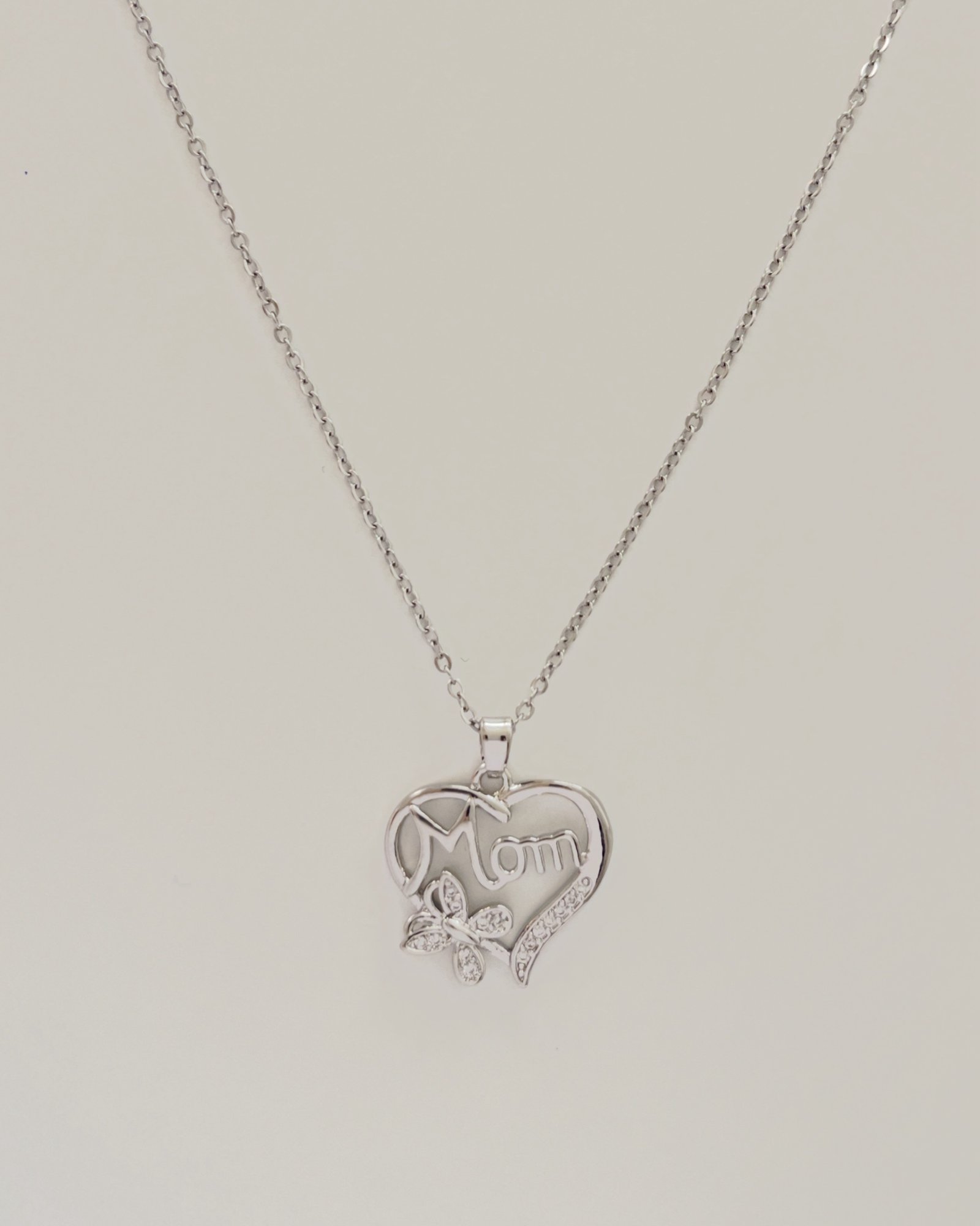 Mom in Heart Stainless Necklace
