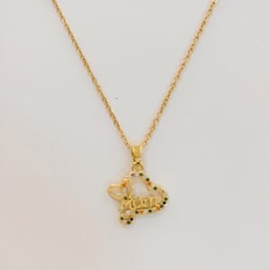 Gold-Plated Stainless Steel “Mom” Heart Necklace – Multi-Color Crystal Accents