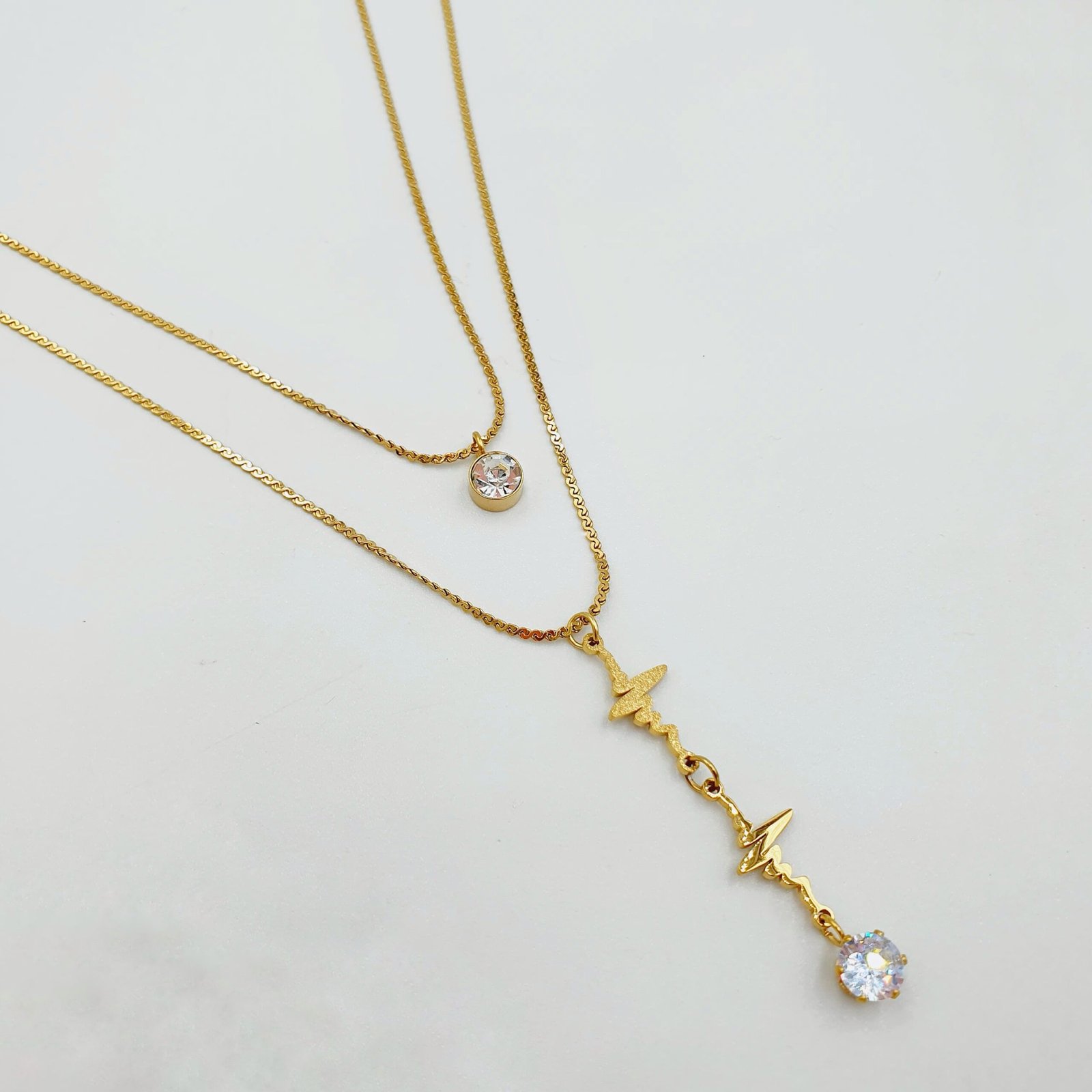 Elegant Gold-Plated Stainless Steel 2-Layer Necklace – Heartbeats