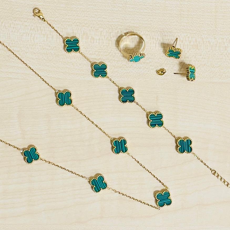 Stainless Steel Clover Jewelry Set - Image 2